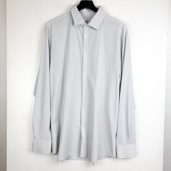 Mizzen+Main Leeward Collection Trim Fit White Blue Checks Button Shirt - 2XL XXL - Picture 2 of 9